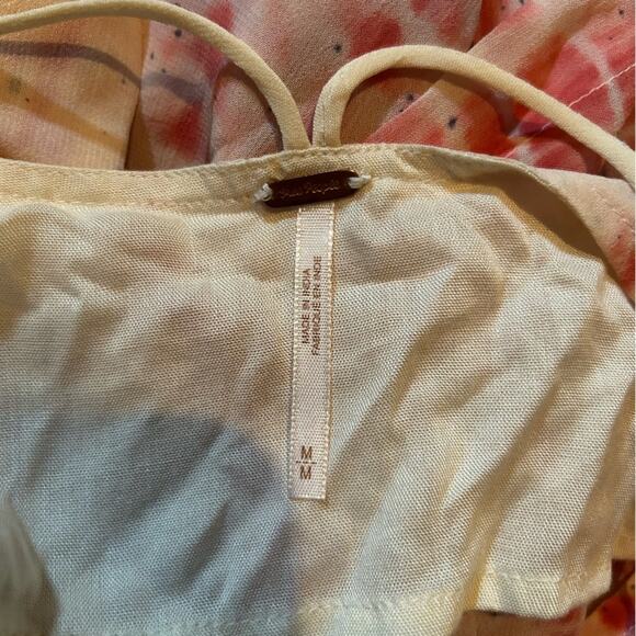 Free People Remember When Split Side Tie Dye Chiffon Ivory Long Top Dress Medium - Picture 5 of 10